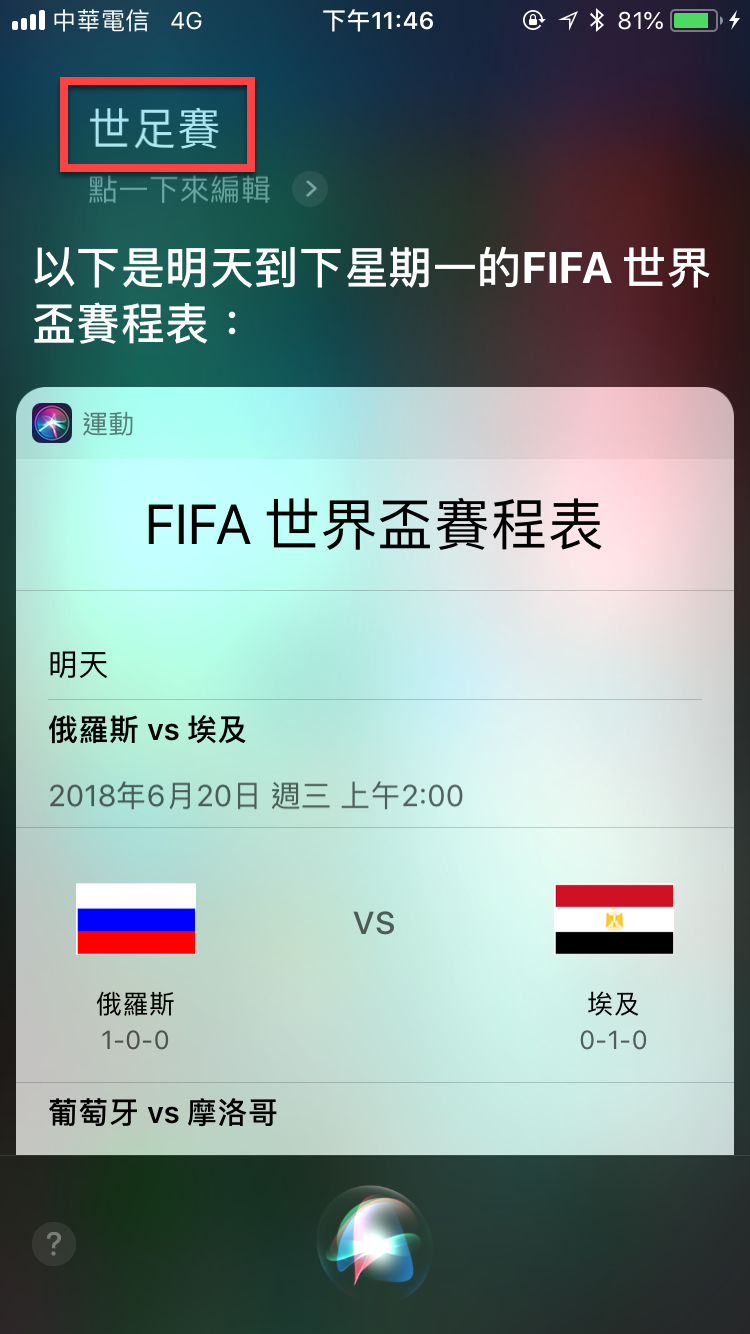 2018 世界盃足球賽查詢賽事資訊方法